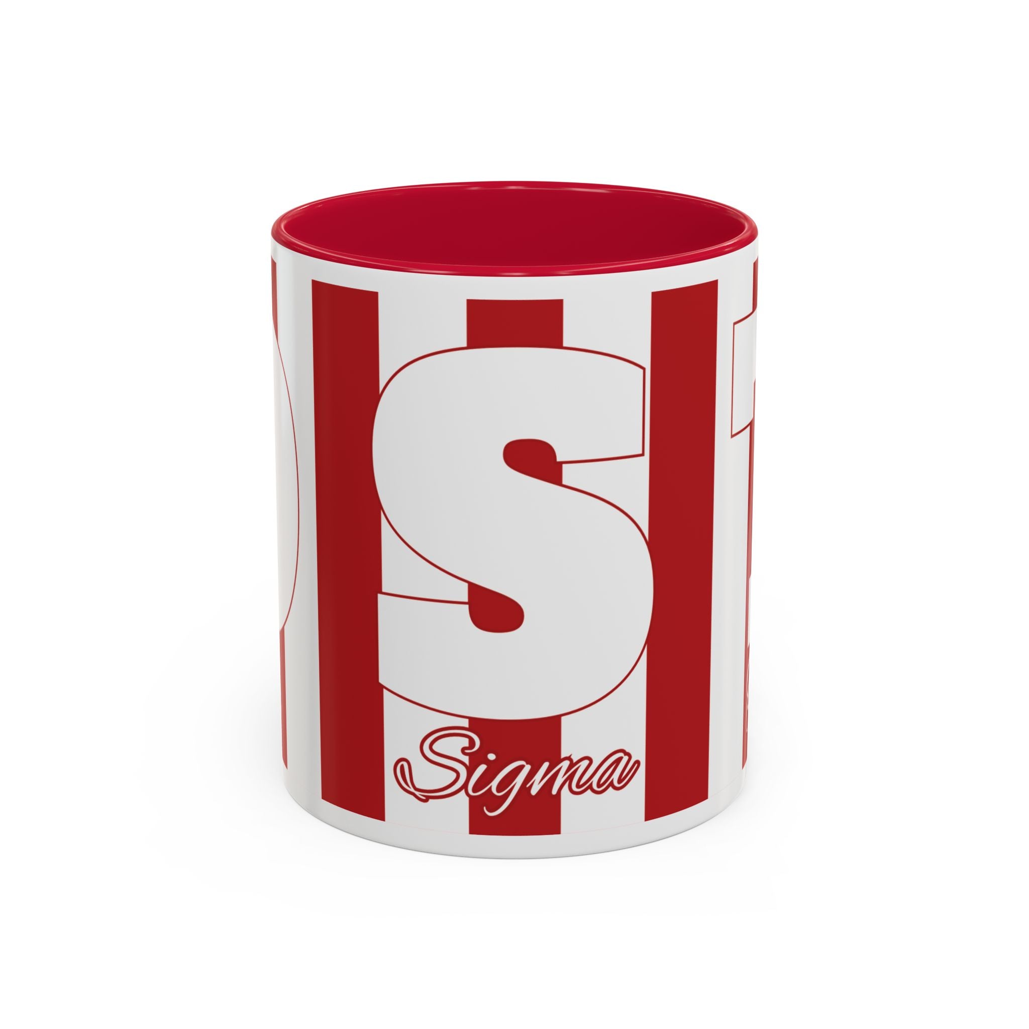 Delta Sigma Theta Inspired Red and White Striped Mug