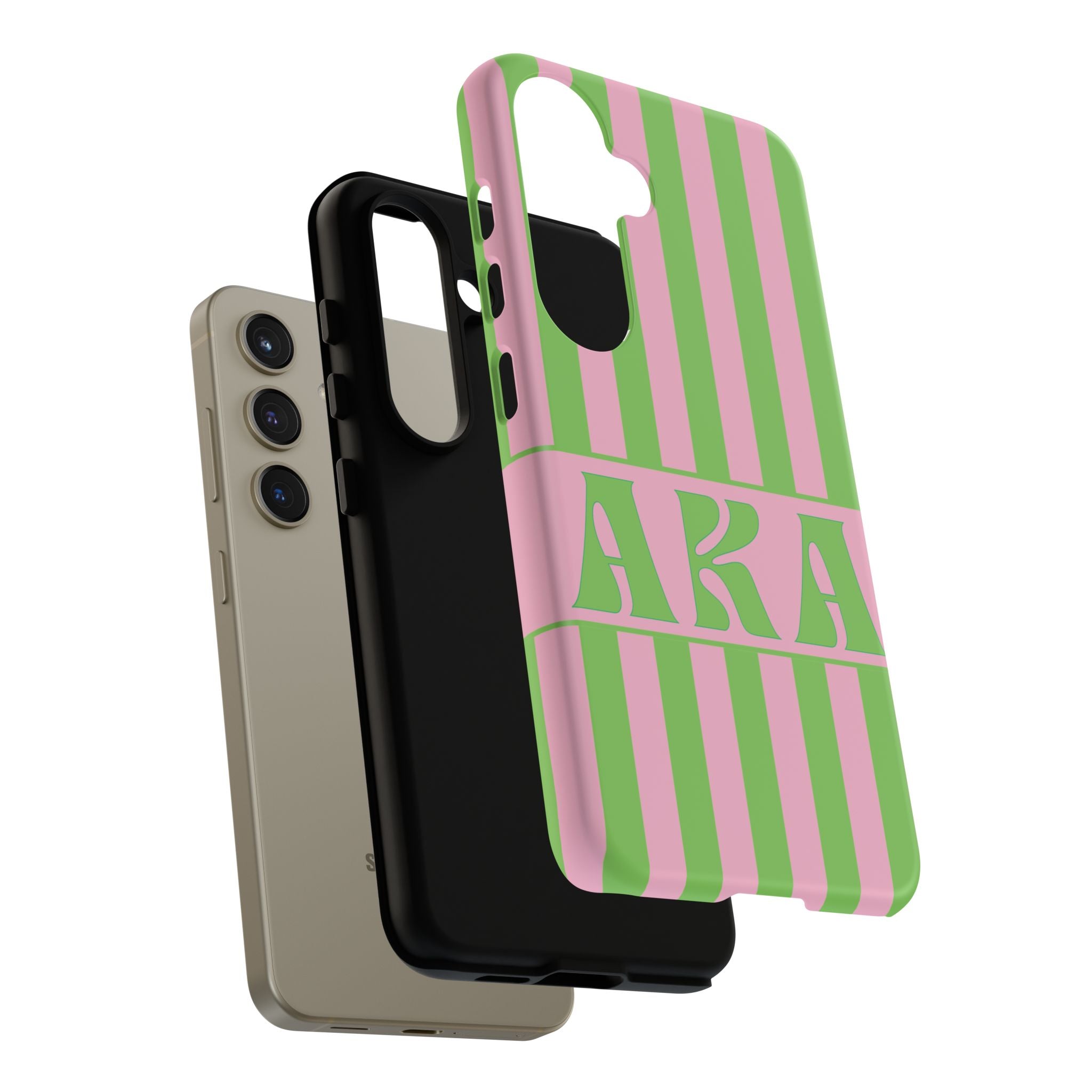 AKA Inspired Pink & Green Striped Sorority Case