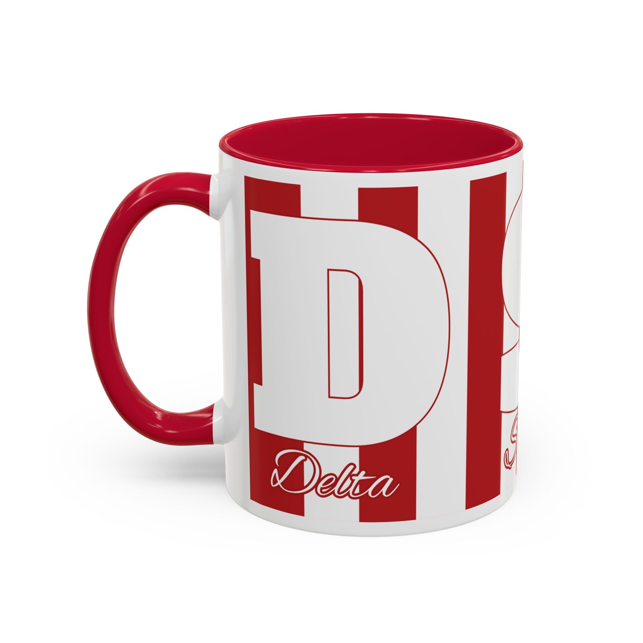 Delta Sigma Theta Inspired Red and White Striped Mug