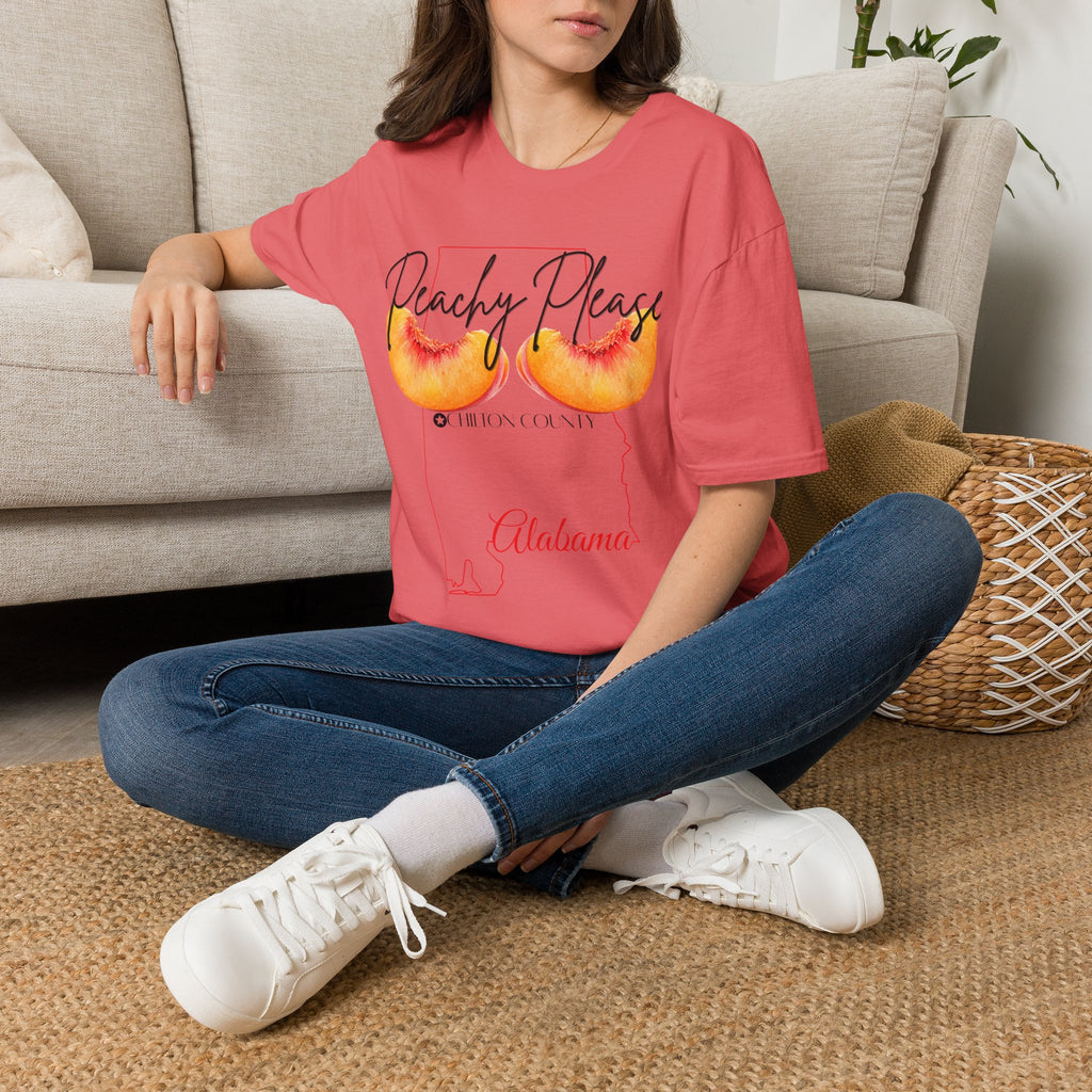 Peachy Please Chilton County T-Shirt | Southern Peach Graphic Tee | Cute Alabama State Shirt