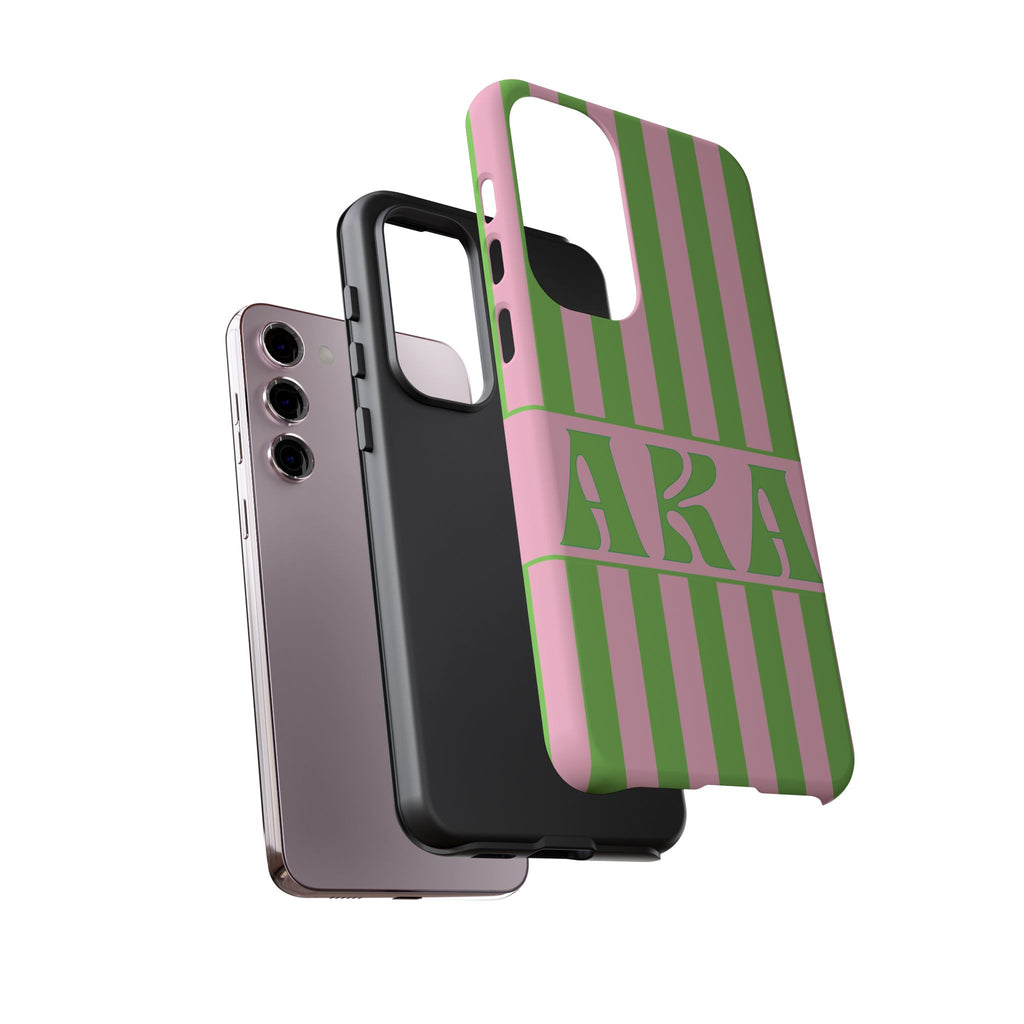 AKA Inspired Pink & Green Striped Sorority Case