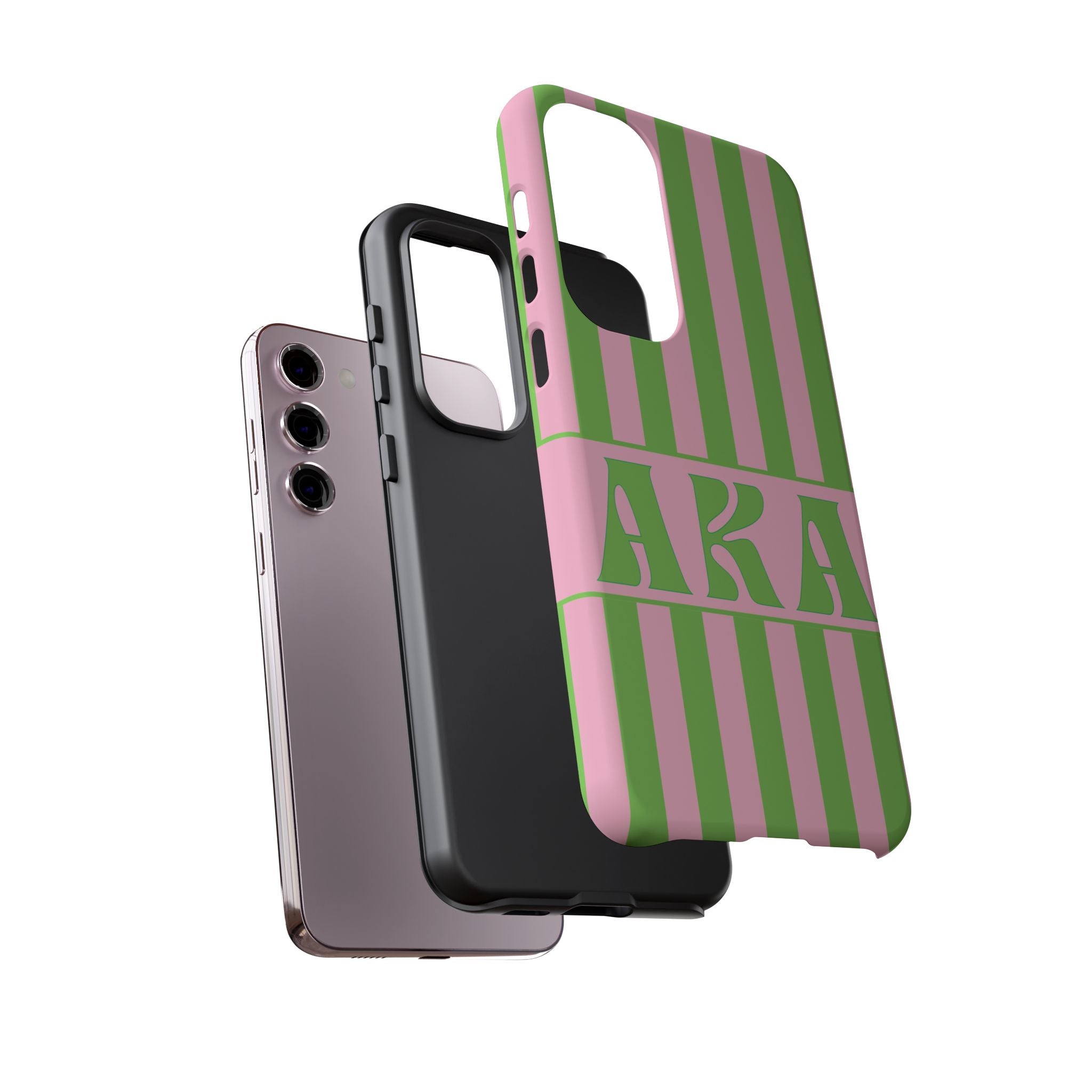 AKA Inspired Pink & Green Striped Sorority Case