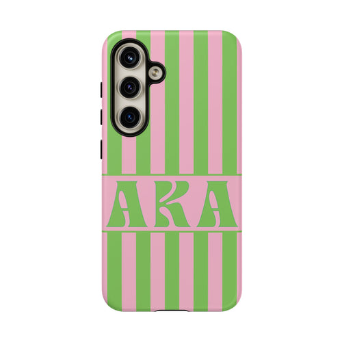 AKA Inspired Pink & Green Striped Sorority Case