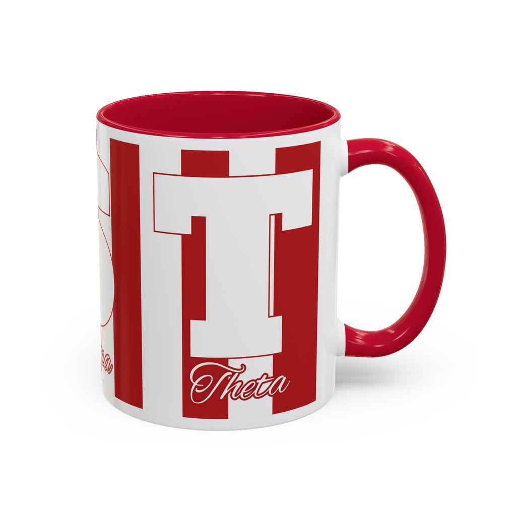 Delta Sigma Theta Inspired Red and White Striped Mug