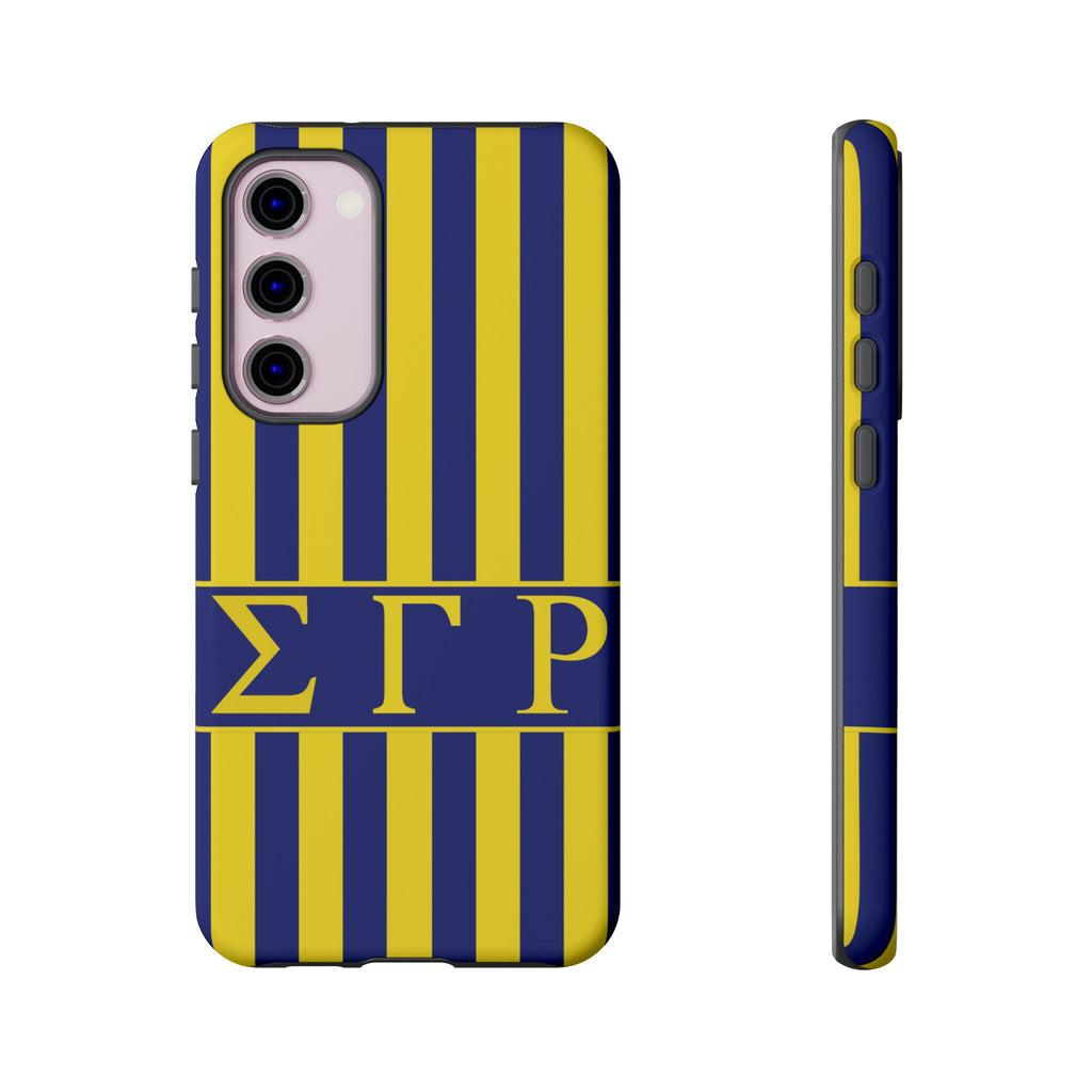 Sigma Gamma Rho Inspired Blue Gold Striped Phone Case