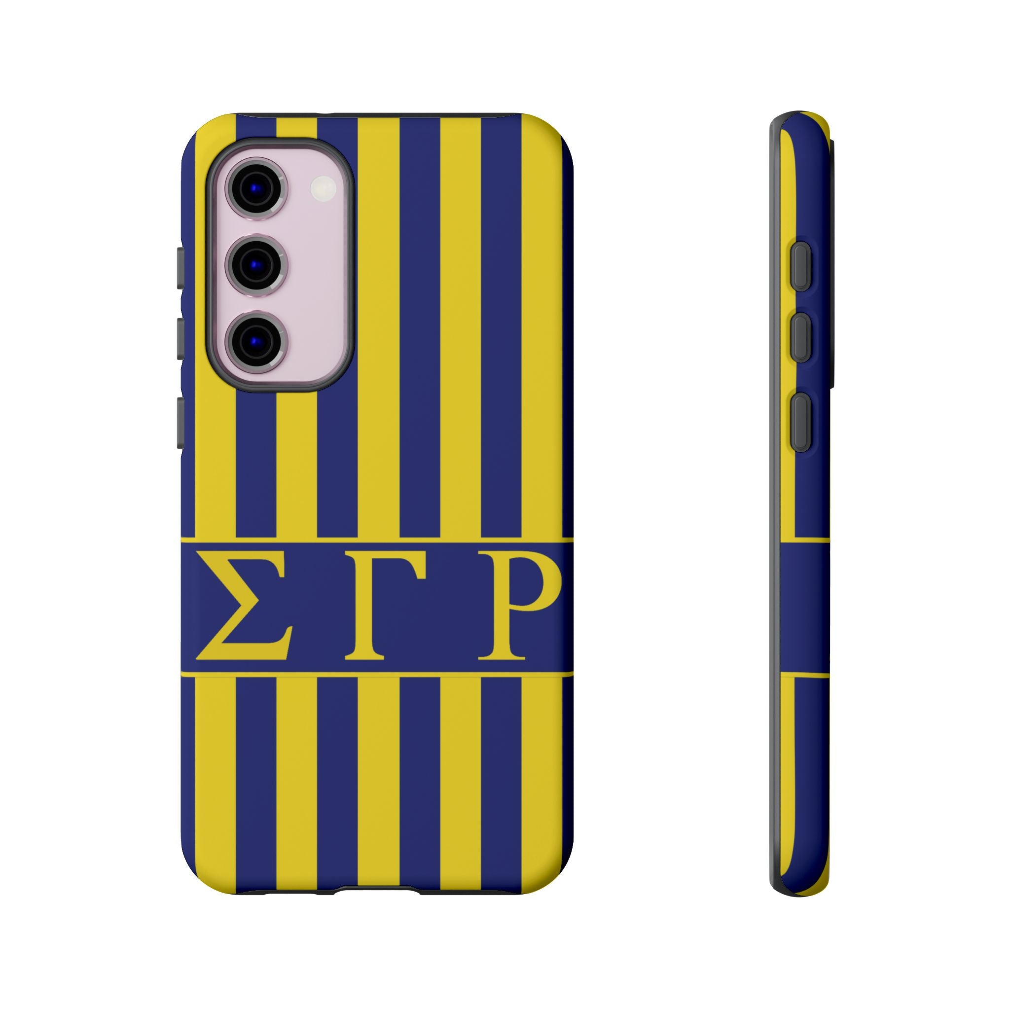 Sigma Gamma Rho Inspired Blue Gold Striped Phone Case