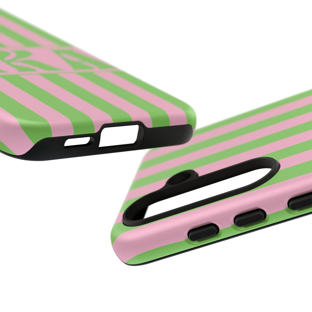 AKA Inspired Pink & Green Striped Sorority Case