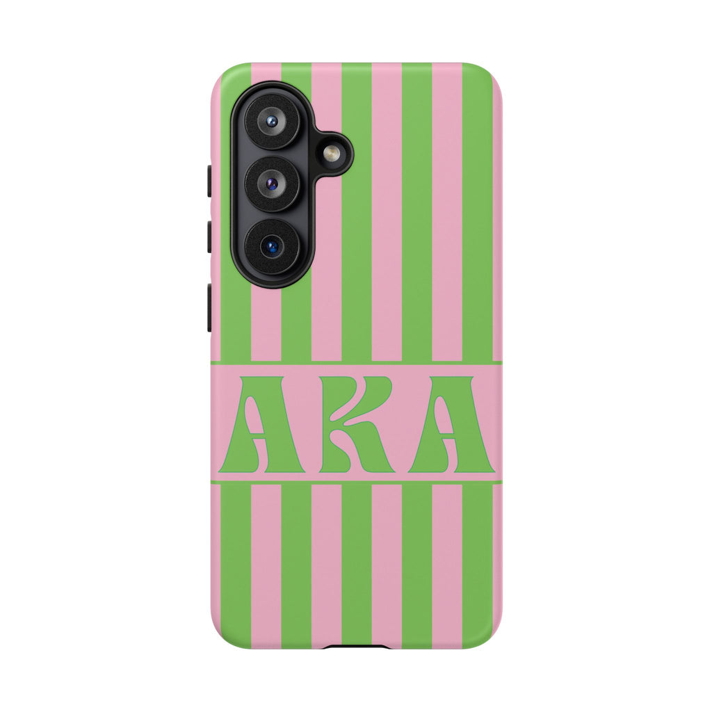AKA Inspired Pink & Green Striped Sorority Case