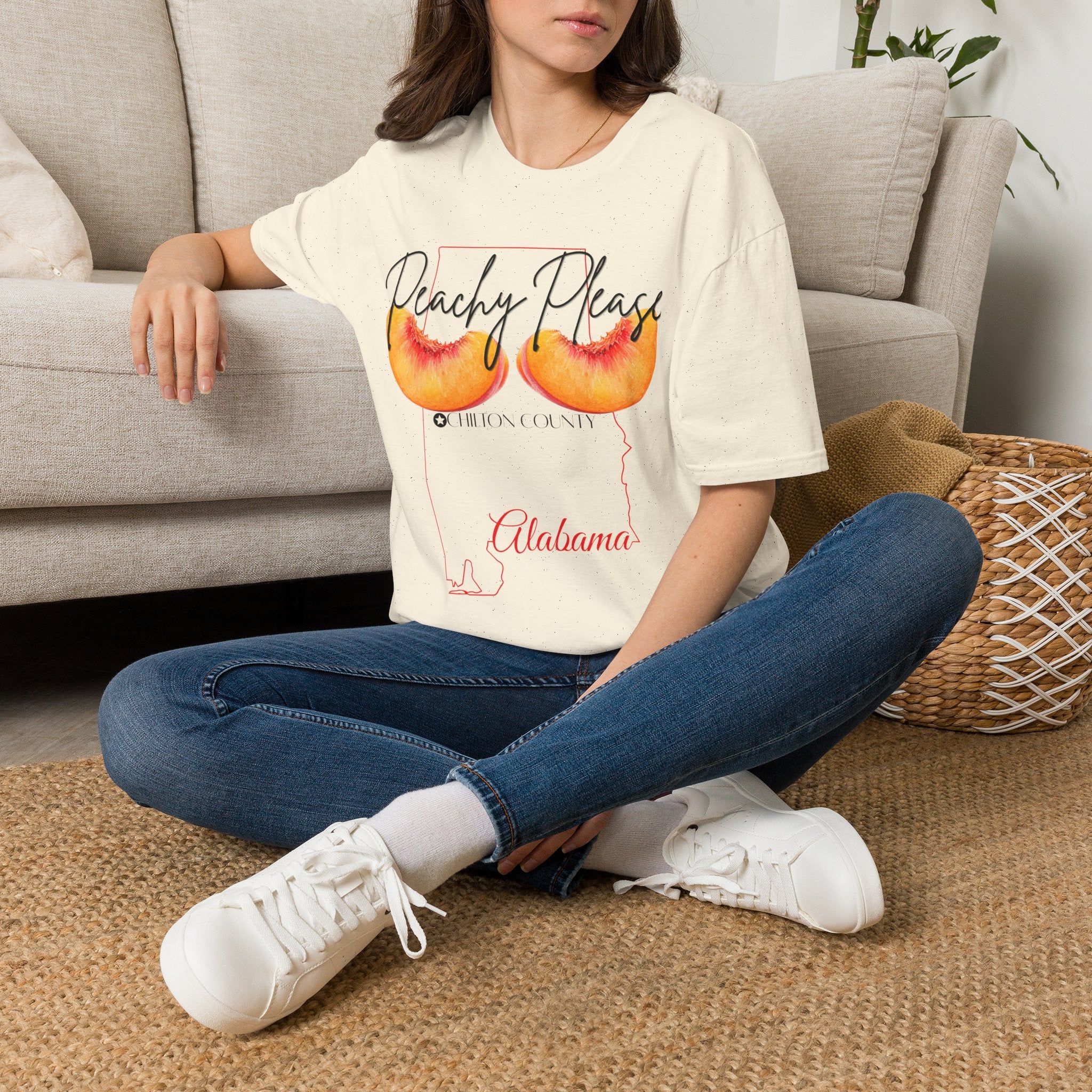 Peachy Please Chilton County T-Shirt | Southern Peach Graphic Tee | Cute Alabama State Shirt