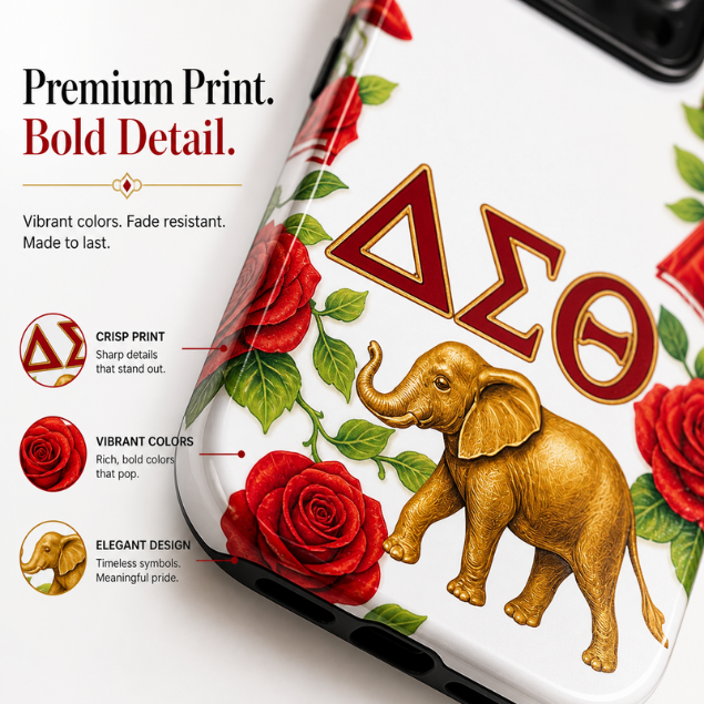 Delta Sigma Theta Inspired Elephant Rose Phone Case