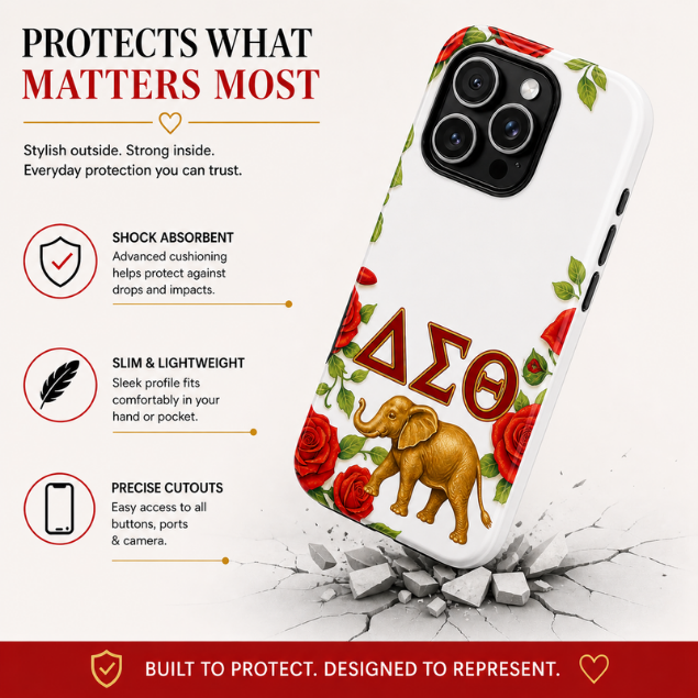 Delta Sigma Theta Inspired Elephant Rose Phone Case
