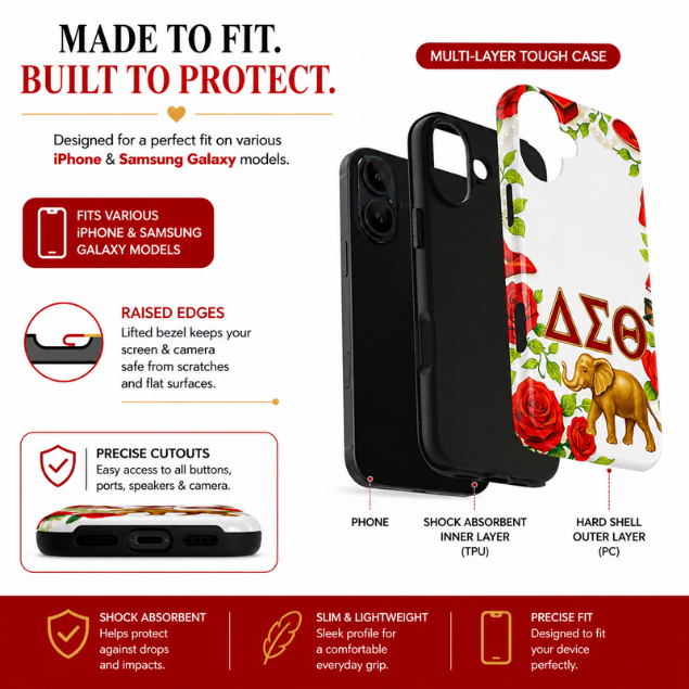 Delta Sigma Theta Inspired Elephant Rose Phone Case